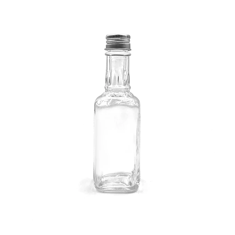 Miniature Fancy Drinking Bottle 50ml Mini Square Whisky Bottle Glass