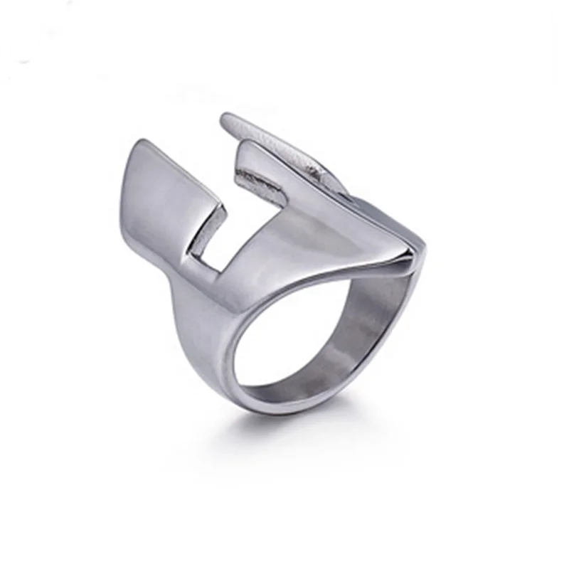 New Design Spartan Warrior Mask 316L Stainless Steel Men Rings