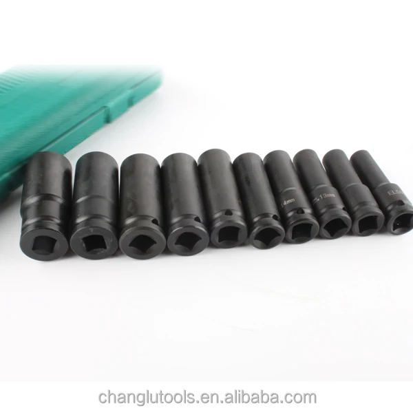 plastic case 10pcs 1/2 inch drive deep sleeve set socket wrench kit