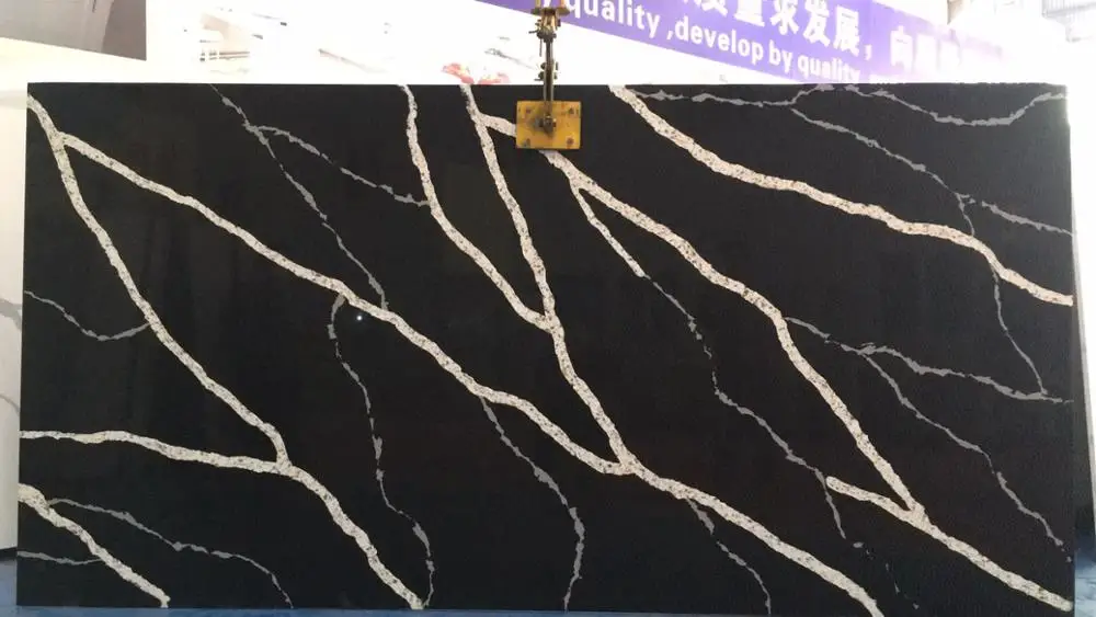 
Newest modern decoration black marquina quartz stone slabs 