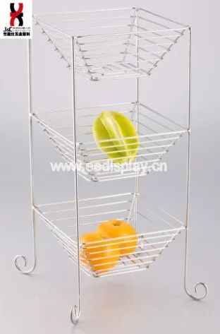Wholesale Kitchen Accessory 3 Tiers Wire Fruit Basket With Chrome Plated