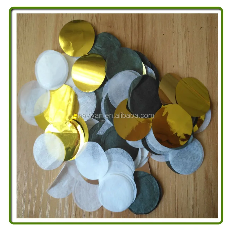
Black, Gold, White Mixed Circles Tissue Paper Confetti 1 inch Wholesale 