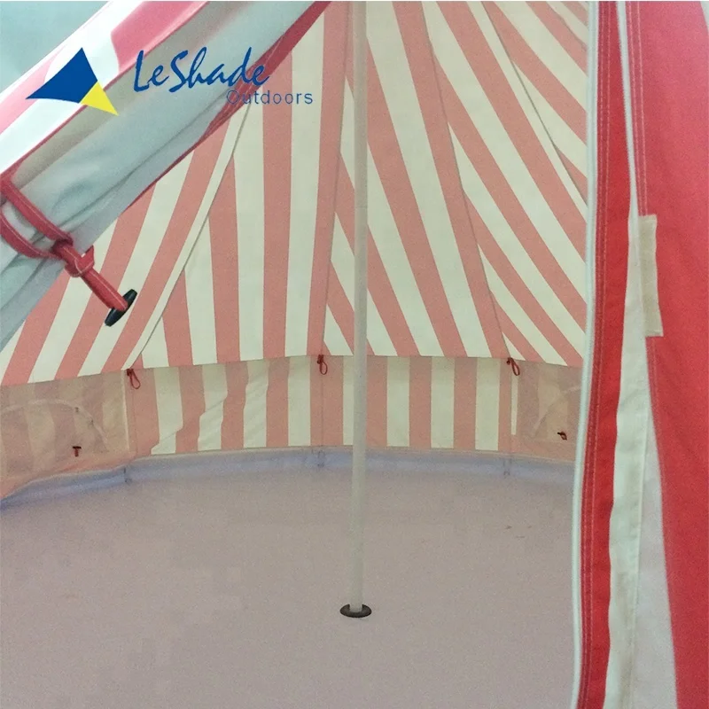 White and Red Striped Canvas Bell Tent 4m