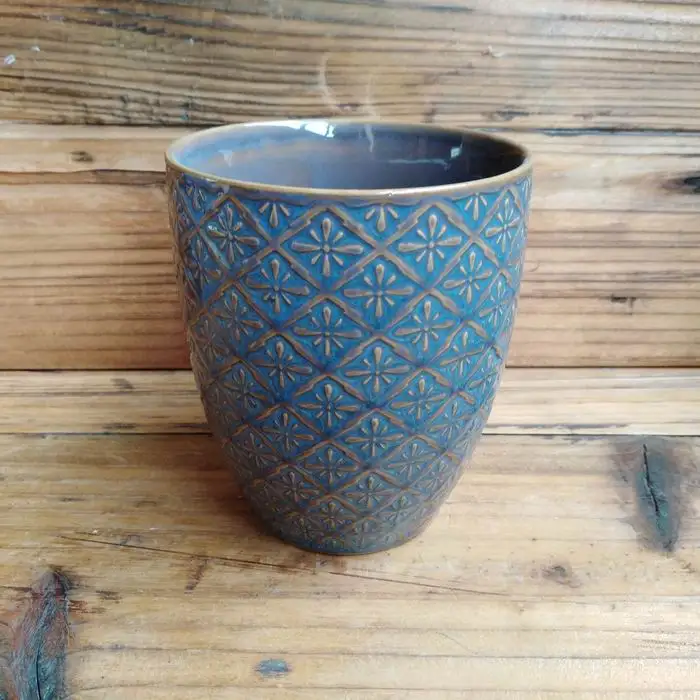 
Pad printing coffee mug with shape relief ceramic mug 