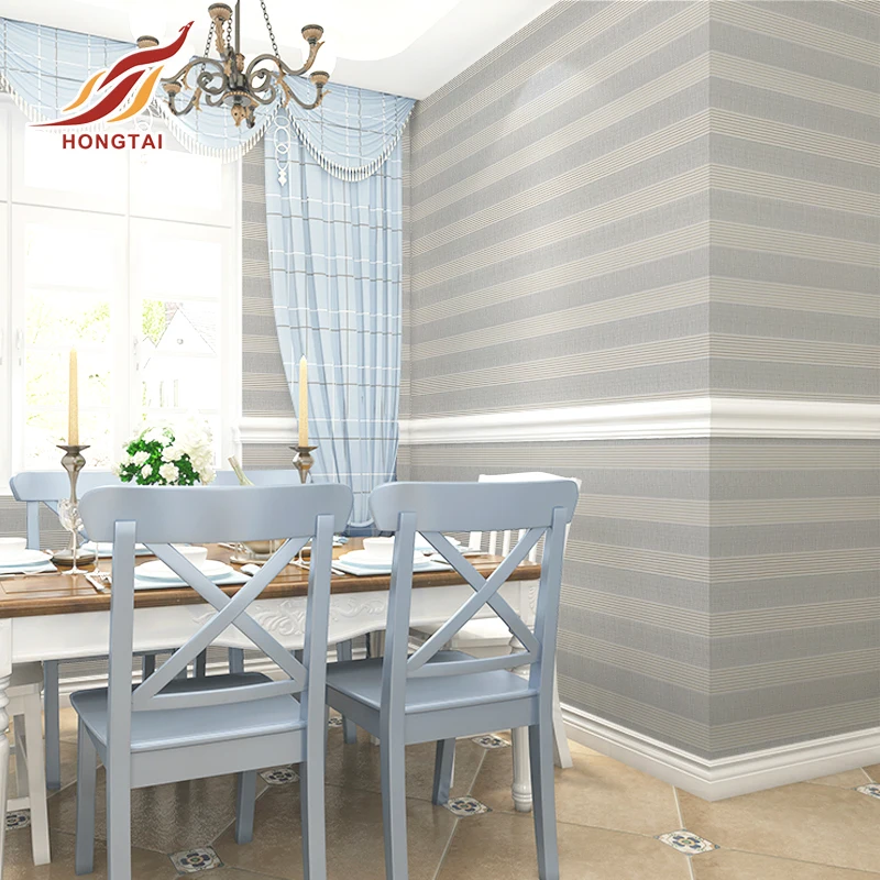 PVC self adhesive wall paper stripe waterproof decorative wallpaper for household
