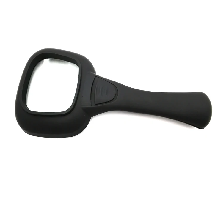 Rubber Coating Square handheld with 5 white leds 1 uv led magnifying glass lighted magnifier