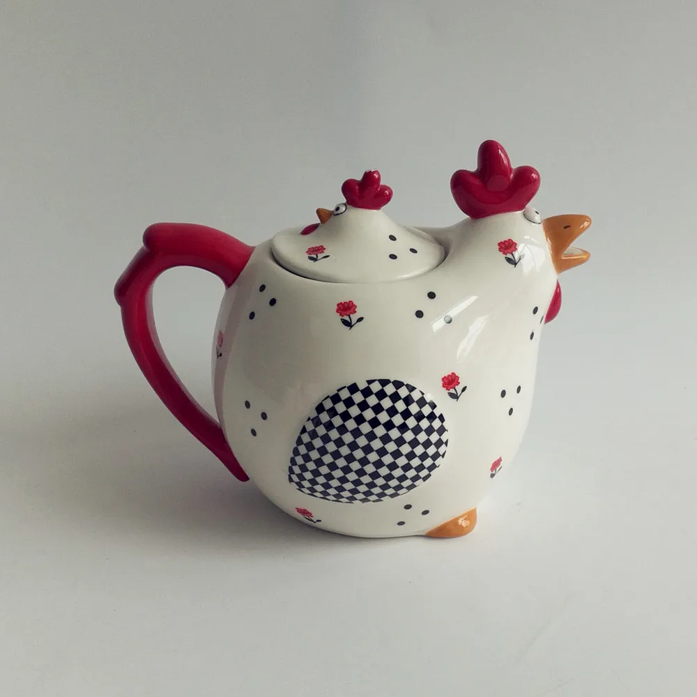 Whistling animal Tea Kettle drinkware type Rooster shaped ceramic tea and coffee container
