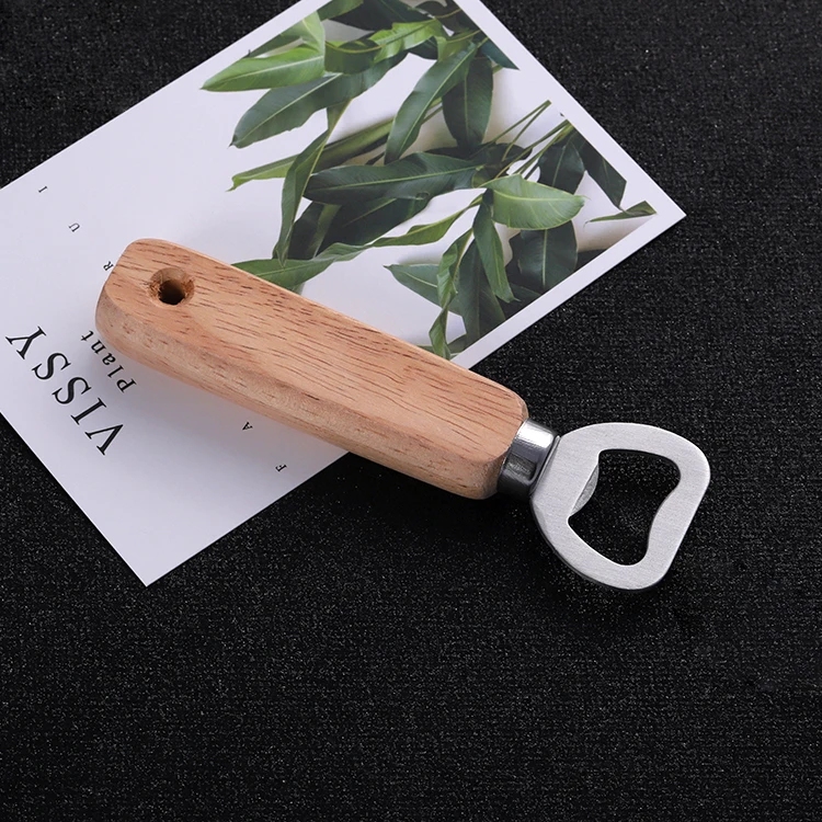 China customized wood handle handed bottle opener