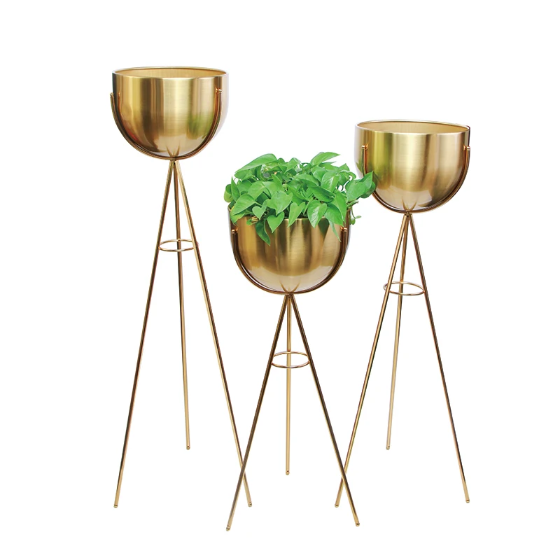 New Design Home Decorative Gold Metal Flower Vase Stand Flower Pot Outdoor Vase