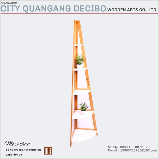 Unique wooden rack triangle corner wall shelf