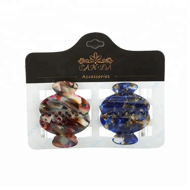 Fashion rock color hair clip accessories 4pcs packing high quality durable hairclaw  handmade cellulose acetate women claw