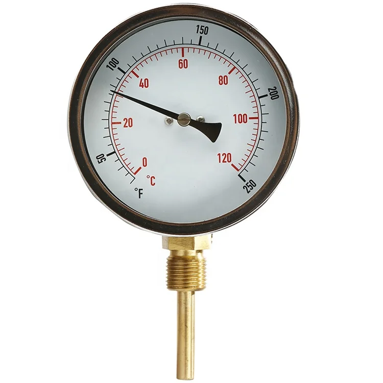 Bimetal hot water Temperature Gauge Stem with removable thermowell