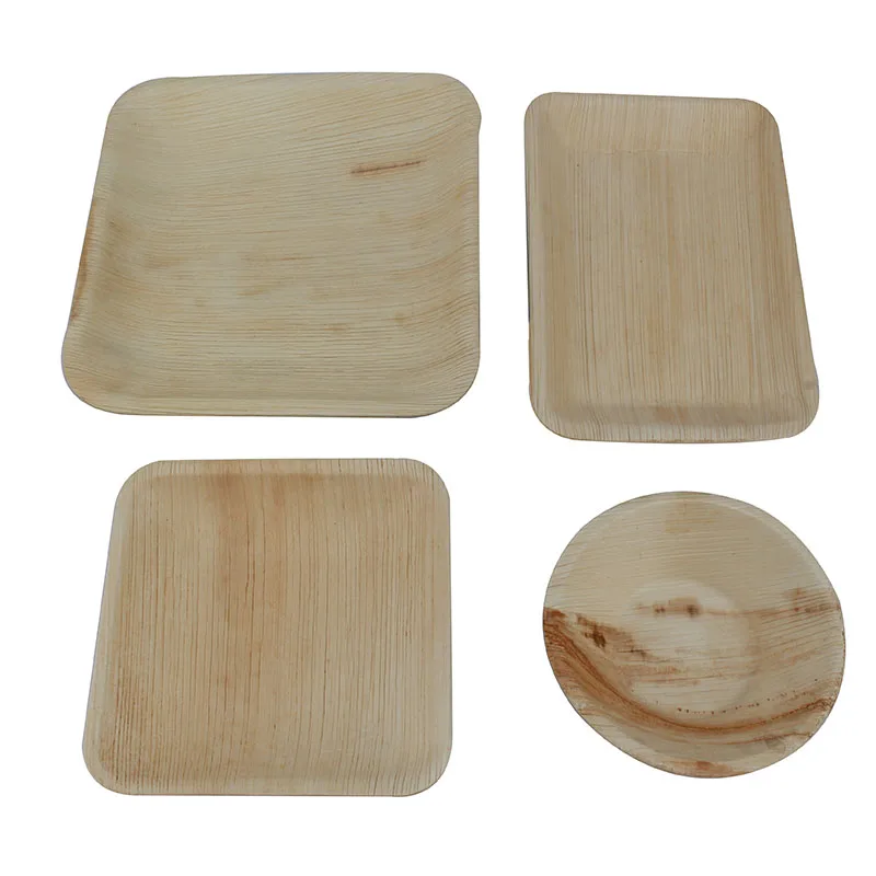 
8 Inch square Disposable Areca Leaf Dinnerware palm leave plate biodegradable palm leaf Party Plates 
