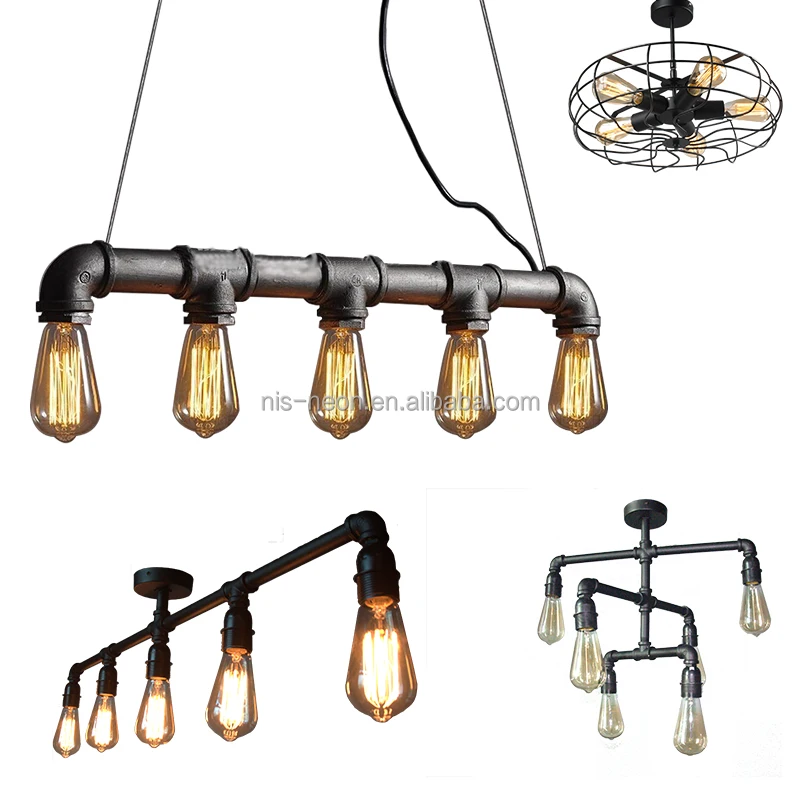 Industrial Lighting Vintage Antique Iron 1 Edison Table Light Wood Pipe Desk Lamp