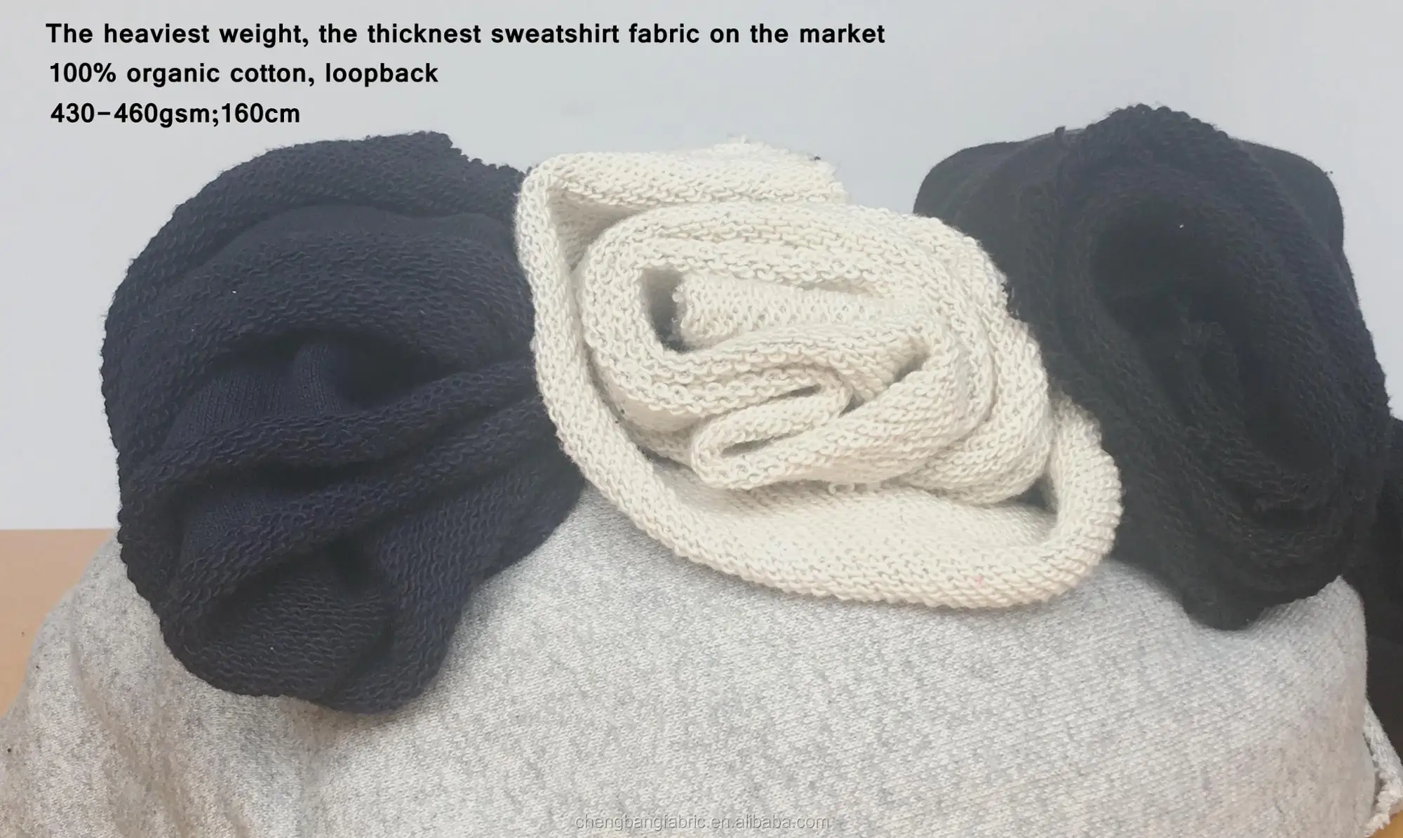 460gsm Толстая Чистая 100 хлопчатобумажная ткань, французская махровая ткань и соответствующая ребра для толстовок
