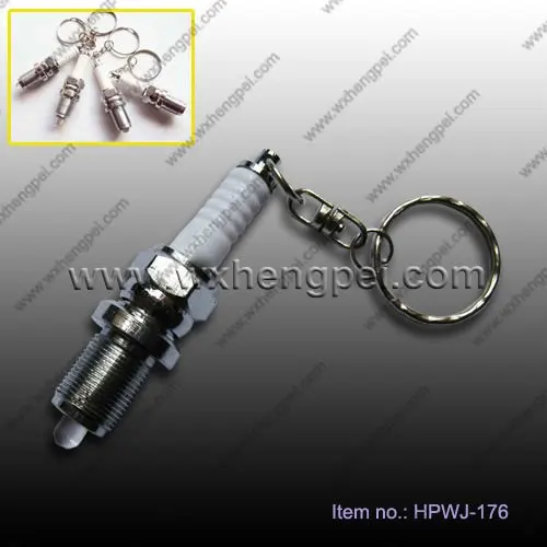 super-bright aluminum LED spark plug keychain / Sparking plug led keychain flashlight