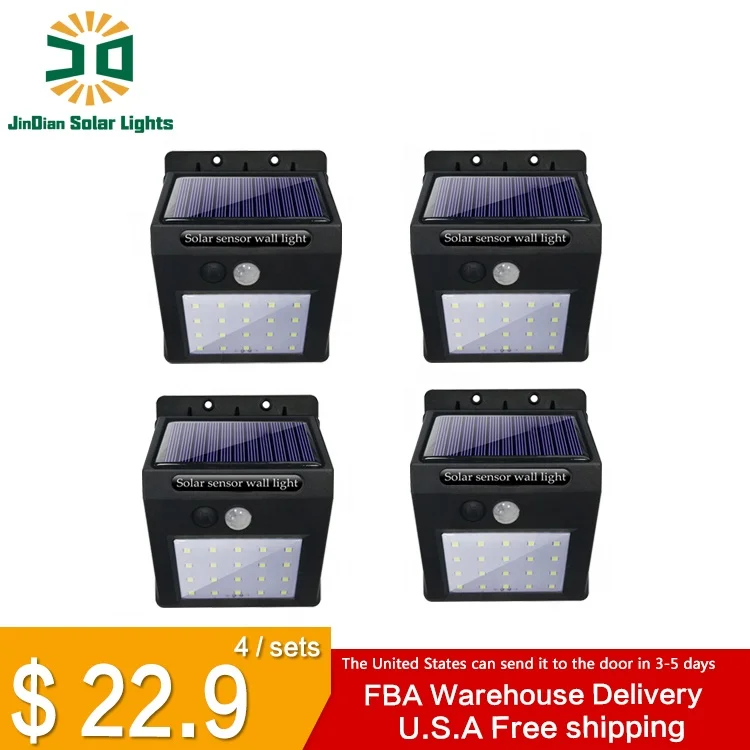 
JD High quality Solar Sensor Mode 4-Pack IP65 Waterproof Wall Lights for Outdoor 