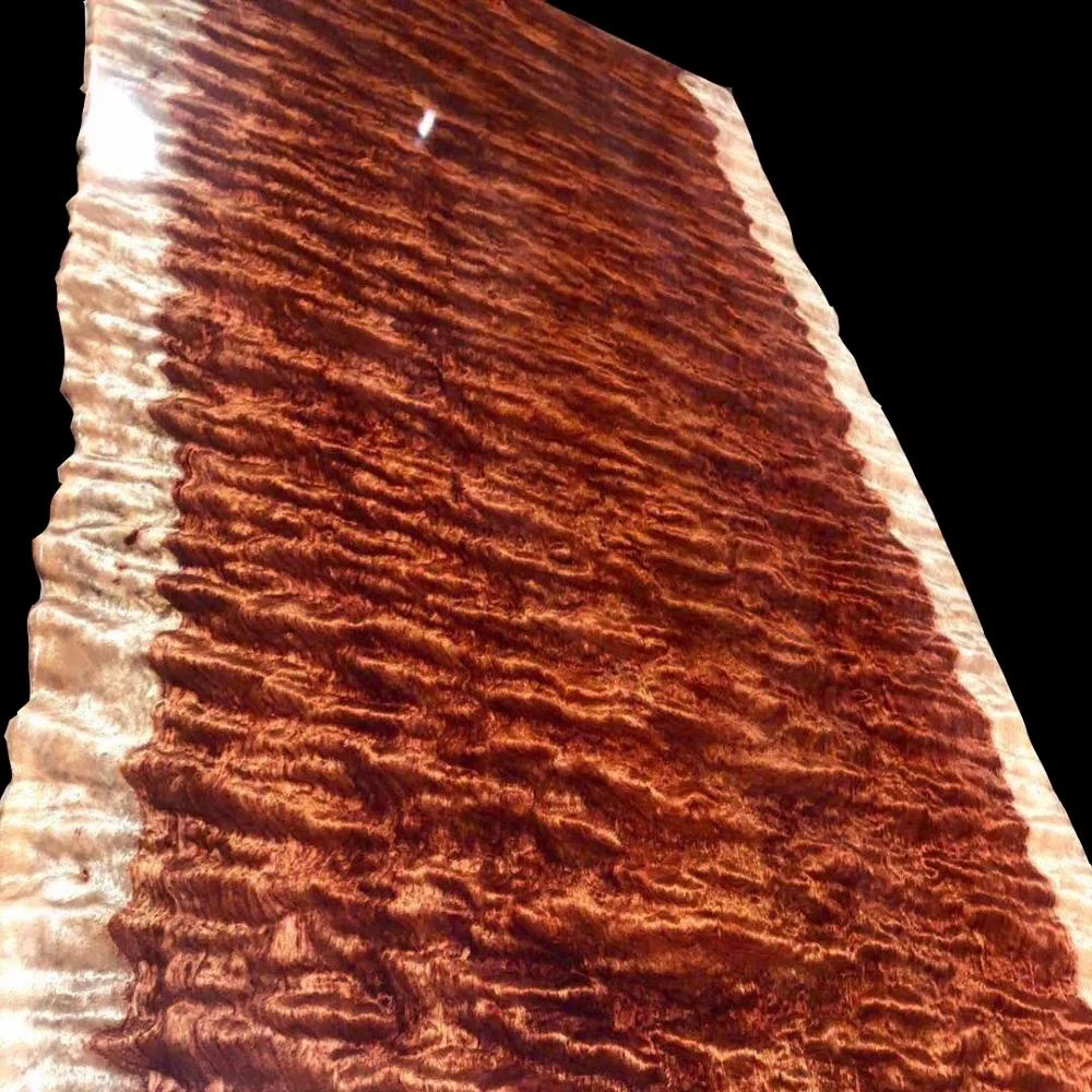 Live Edge Desktop Waterfall Bubinga Board Precious Wooden Table 4 Meters