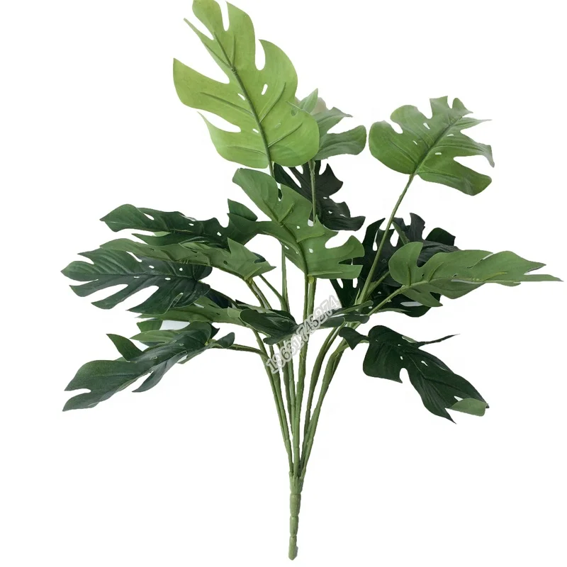 Factory sale cheap PVC plant 18 leaves artificial bonsai plant Monstera for decoration