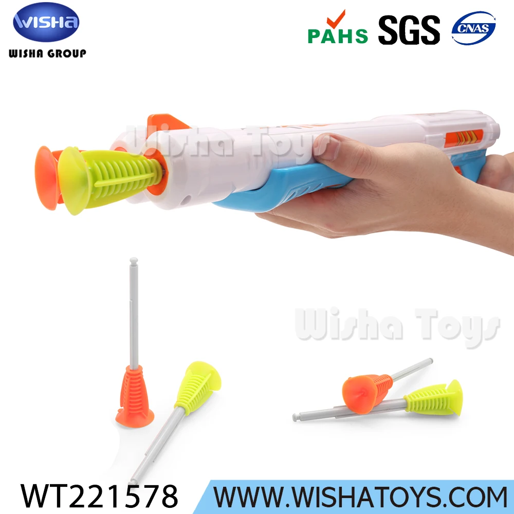 Hot selling kids funny toy dart gun 2 barrels repeater sucker bullet