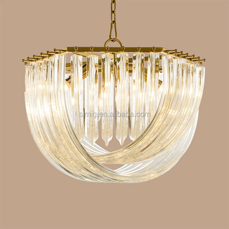 Simig lighting lamp modern luxury simple creative crystal glass rod E14 chandelier for hotel living room dining room bedroom