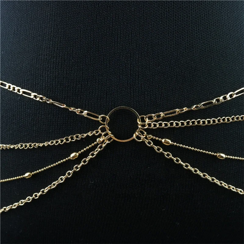 newest gold multilayer women belly indian waist chain