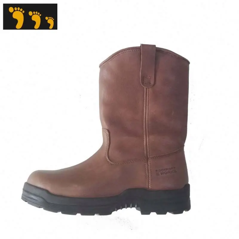 Brown leather brand sturdy and waterproof safety work shoes for work men