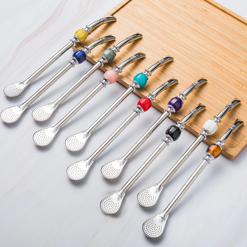 New Style Yerba Mate Stainless Steel Drinking Straws With Filter Spoon