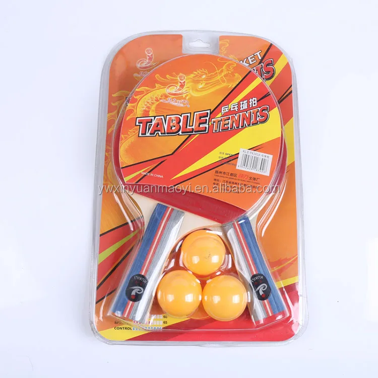 High Quality Wholesale Customized China Made 5-Star Poplar wood Rubber Table Tennis/Ping Pong Paddle/Racket with ping pong balls