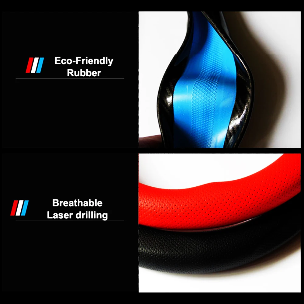 
Premium Genuine Leather Steering Wheel Cover for Universal 15Inchs/38CM Car Steering Wheel Accessories Black 