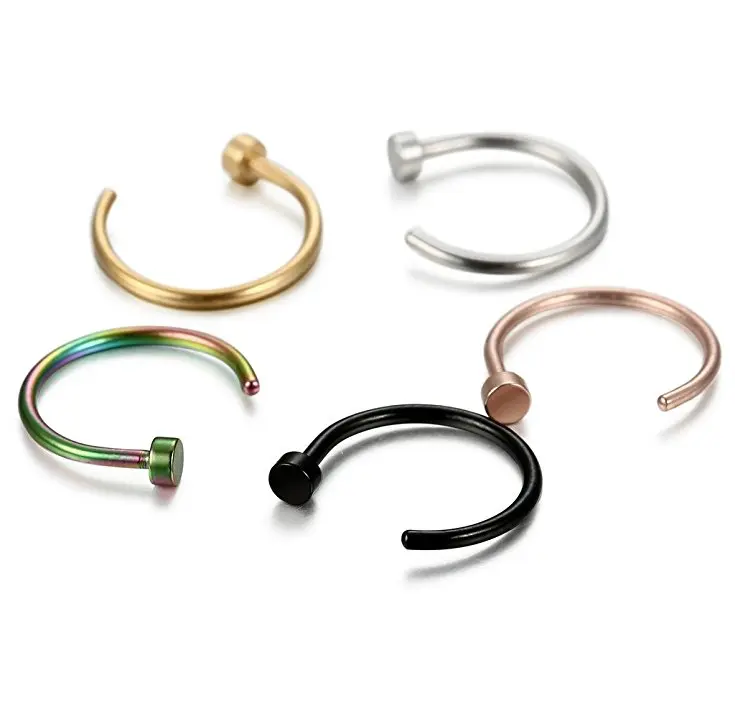 Wholesale retail cheap fancy plated titanium colorful body jewelry screw nose ring stud nose piercing jewelry