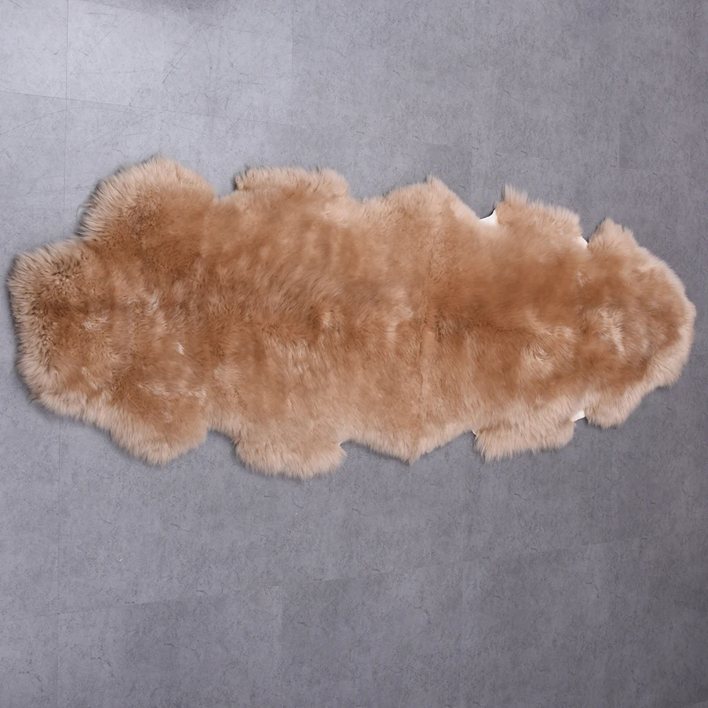 Double Pelt Genuine Dyed Natural Fur Shaggy Sheepskin Area Carpet Rug for Home Decor, 80*200CM Double Pelt