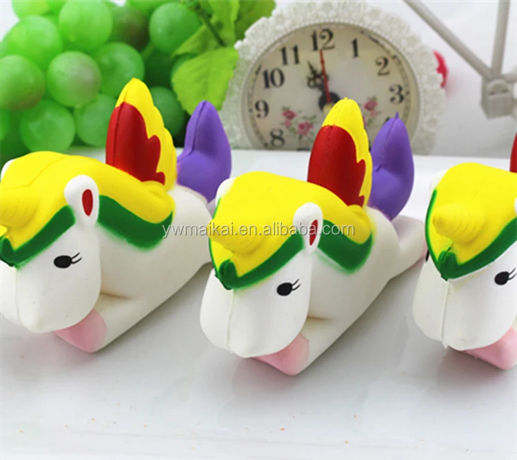 Top quality super soft slow rising toys PU squishy flying horse unicorn for stress release