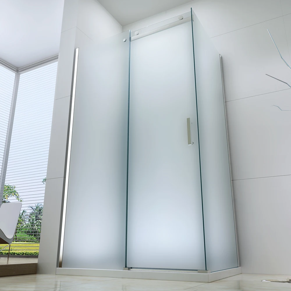 EX-904 2 door luxury sliding straight frame stainless steel shower stall with ABS trays