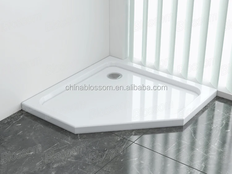 China European White Black Pure Acrylic ABS Large Pentagon Tray Pan Diamond Shower Bottom Base For Shower Enclosures