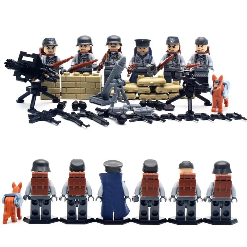 6 pcs lot SWAT World War II Troops military Kid Baby Toy Mini Figure Building Blocks
