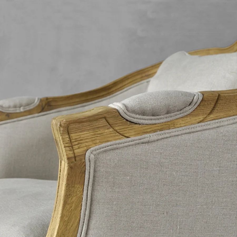 
Vintage Home Fabric Furniture Solid Wood Design Wooden Frame Loveseat Wedding Living Room Sofa 