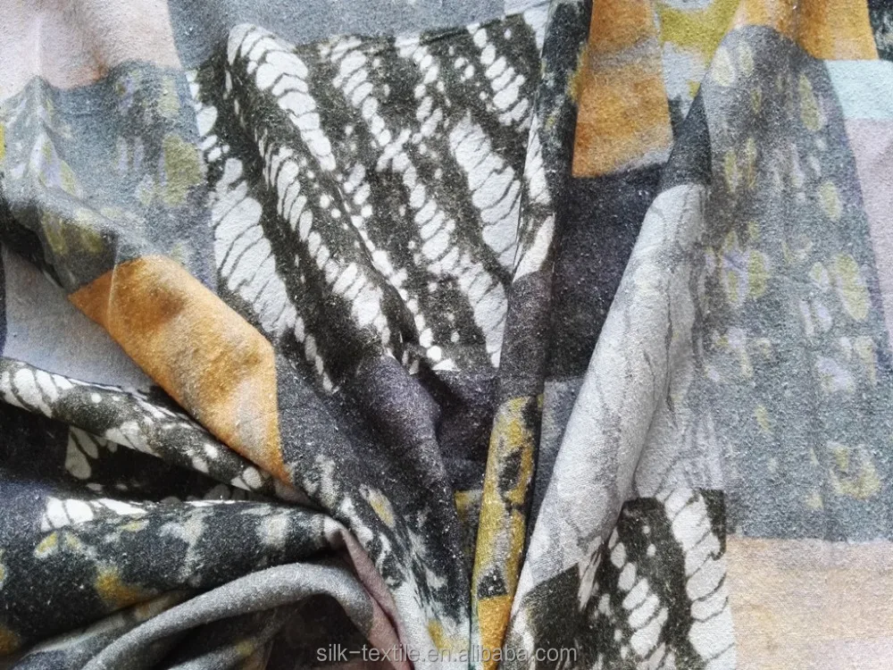 
Digital printing Noil Silk Poplin raw silk fabric 