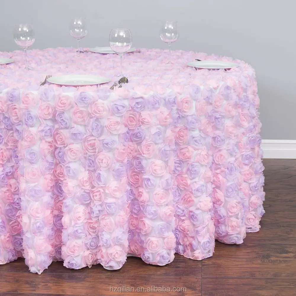 Round Chiffon Rosette Tulle Tablecloth