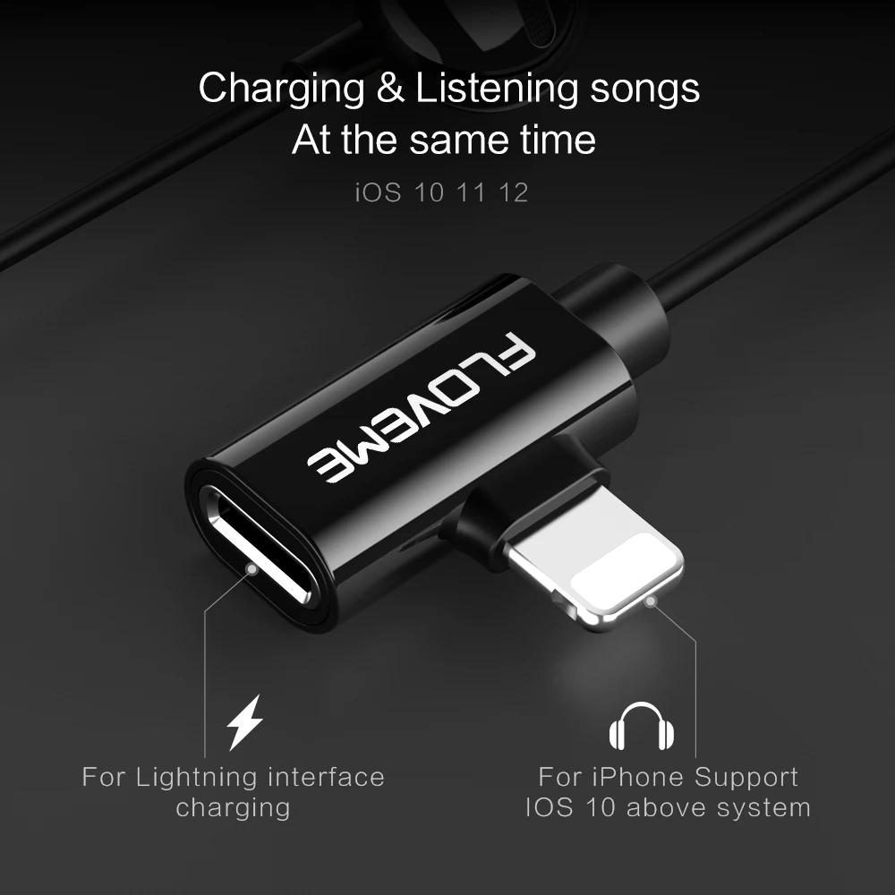 Dropshipping 2 in 1 Charging Listening Music Earphone FLOVEME Wired Earphone for iPhone