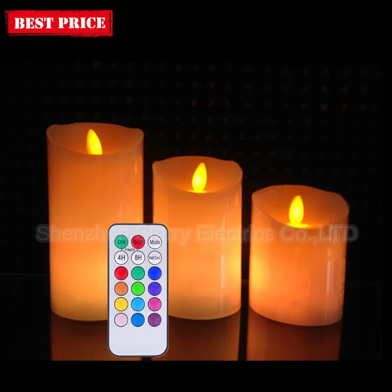 
hot selling multicolor remote control smart moving flame led candles 
