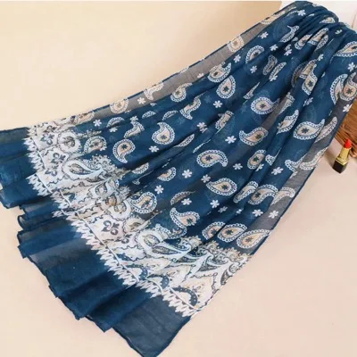 Womens Pattern Shawl Scarf Bali Yarn Warp Stole Long Cashew Flower Print Headscarf Hijab