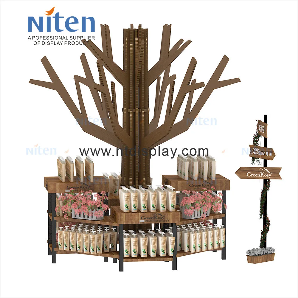 In vogue wood displays display gondolas for promotional cosmetics shelves gondola