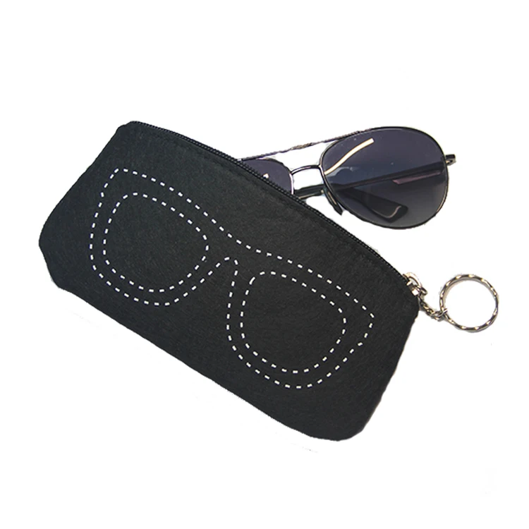 Черный мягкий чехол из микрофибры для солнцезащитных очков с двойным шнурком и логотипом на заказ