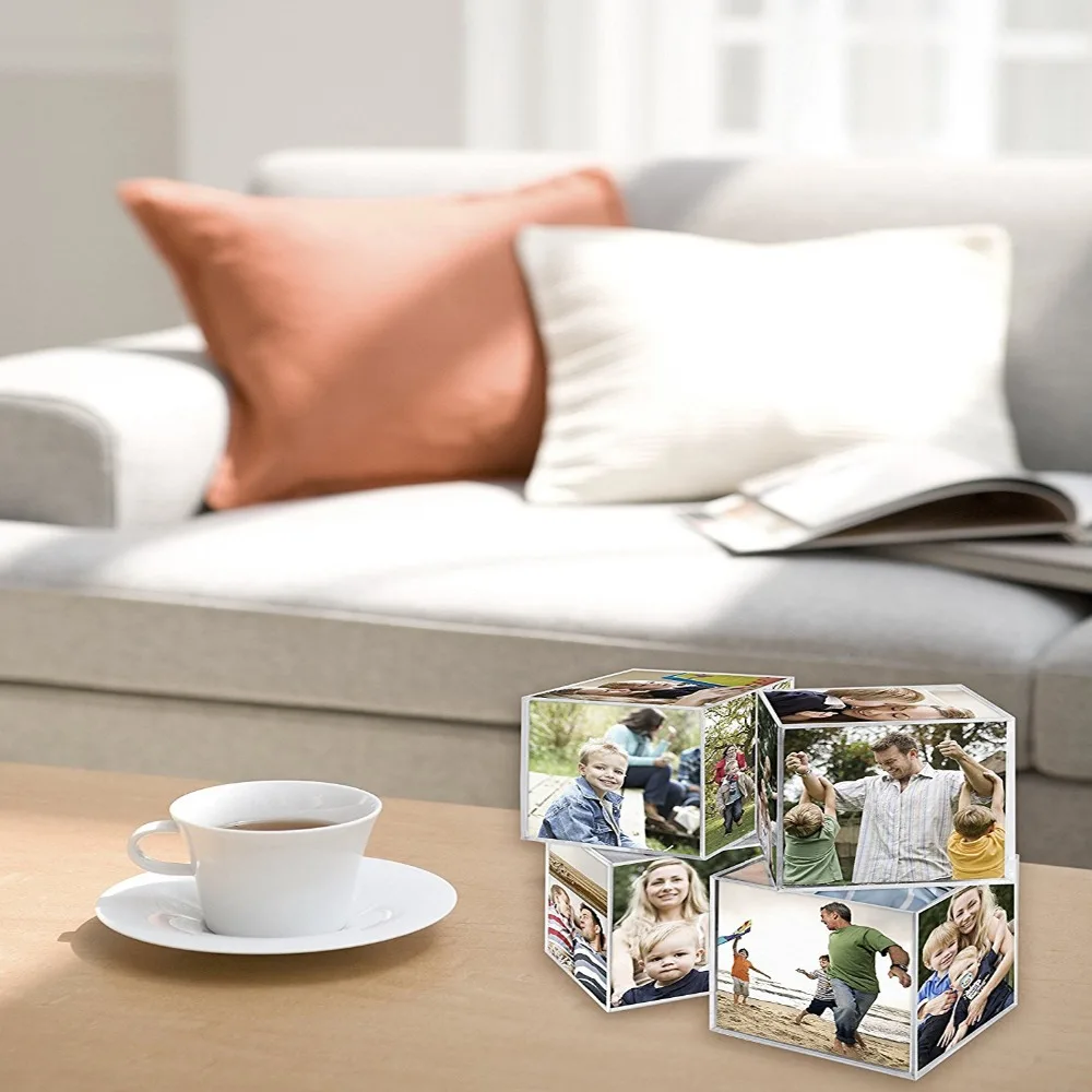 Factory Wholesale Luxurious Home Decor Clear 6 Sided Photo Cube Frame Acrylic Photofunia Photo Frame