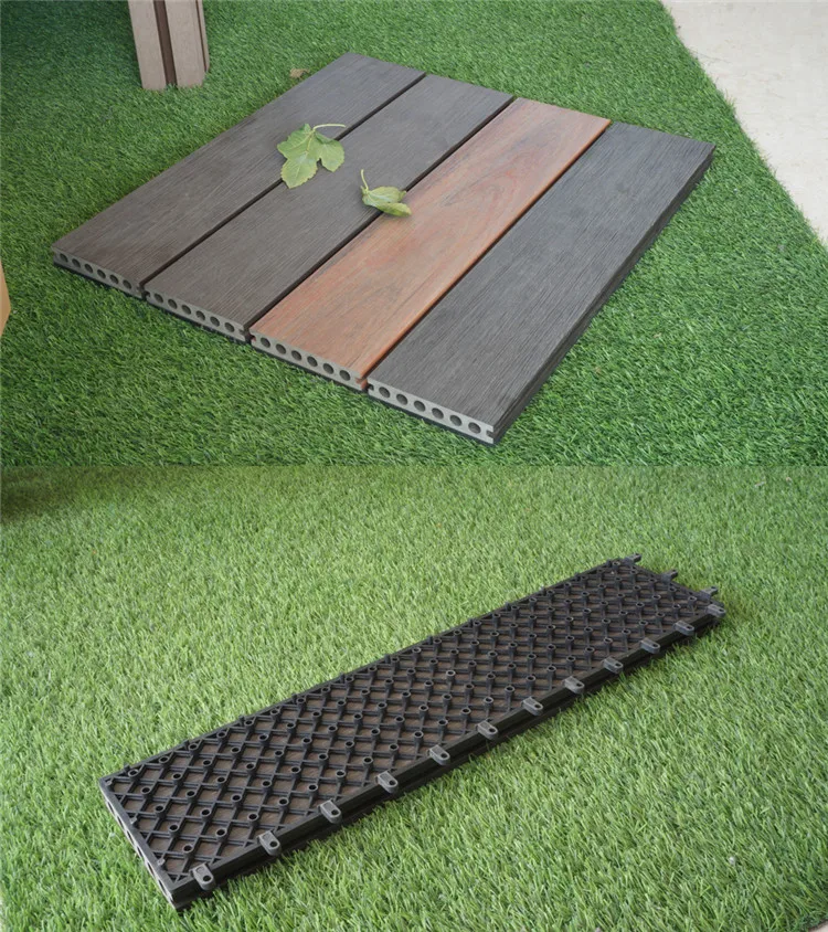 Durable WPC Wood Plastic Composite Decking Interlocking Puzzle Floor for Outdoor DIY WPC Tile