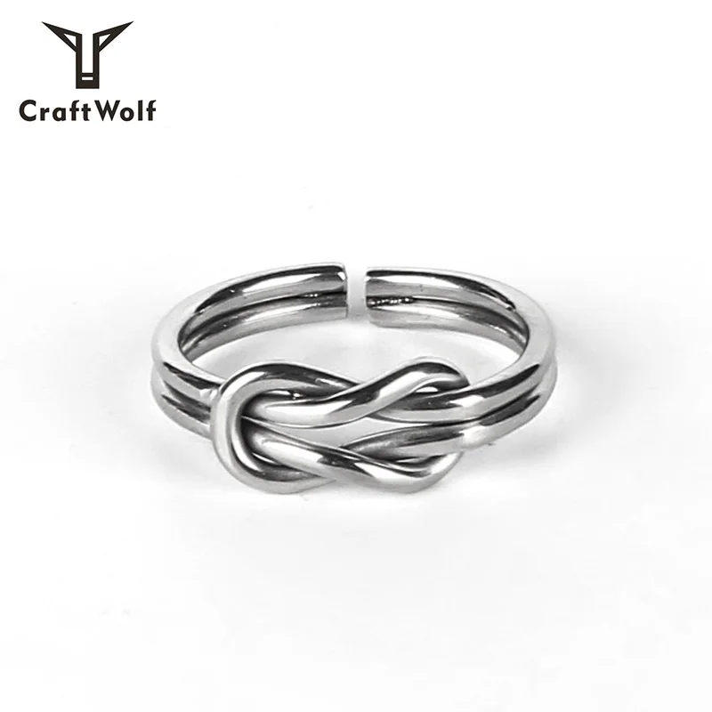 Craft Wolf Fashion Minimalist Jewelry hand made men women custom Vintage silver gold twisted stainless steel finger ring
