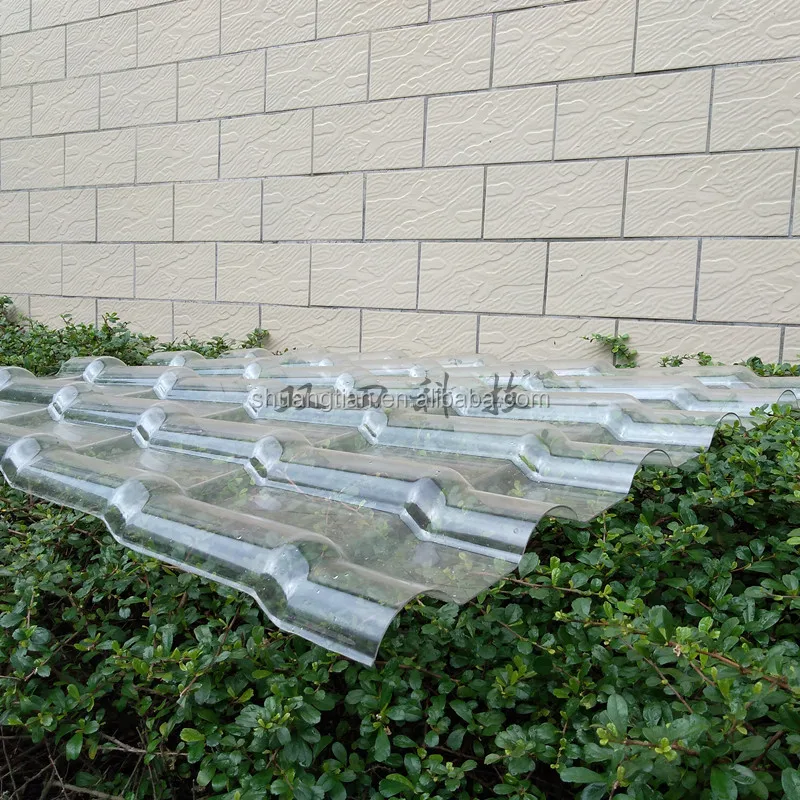 clear Chinese style PC daylight roofing panel clear plastic roof tiles clear plastic roofing sheet for villa and resorts