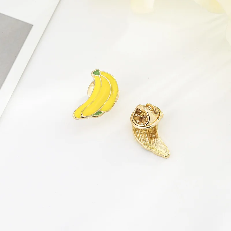 china manufacturer bulk custom logo hard enamel crystal metal fruit banana 3d bag lapel pin