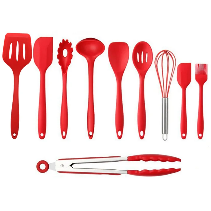 10pcs stainless steel kitchen tool sets food grade silicone cooking utensils set,wholesale silicon kitchen utensil sets